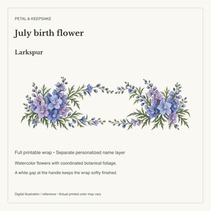 July Birth Flower Mug | Personalized Larkspur Watercolor Wrap | 11oz image 15