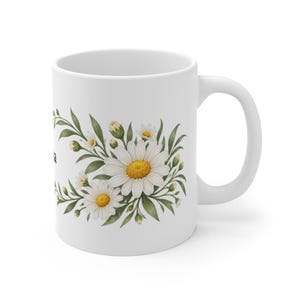 April Birth Flower Mug | Personalized Daisy Watercolor Wrap | 11oz image 3