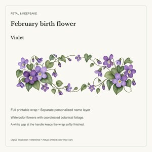 February Birth Flower Mug | Personalized Violet Watercolor Wrap | 11oz image 15