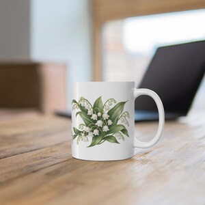 May Birth Flower Mug | Personalized Lily of the valley Watercolor Wrap | 11oz image 6