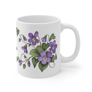 February Birth Flower Mug | Personalized Violet Watercolor Wrap | 11oz image 3
