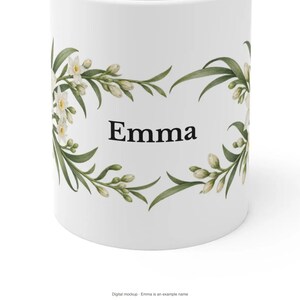 December Birth Flower Mug | Personalized Narcissus Watercolor Wrap | 11oz image 8