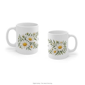April Birth Flower Mug | Personalized Daisy Watercolor Wrap | 11oz image 11