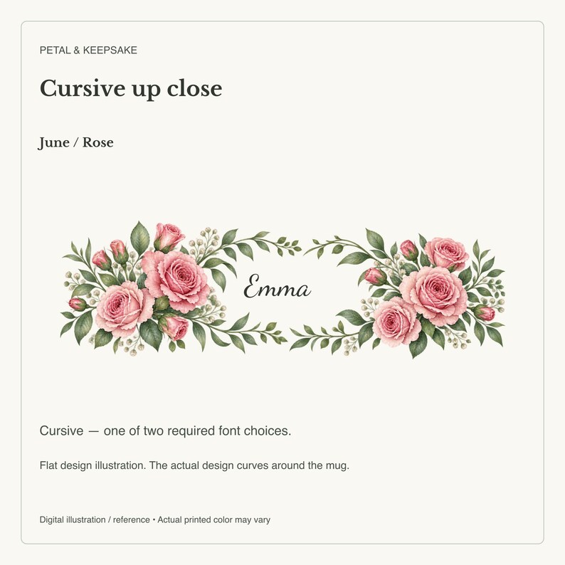 June Birth Flower Mug | Personalized Rose Watercolor Wrap | 11oz image 17
