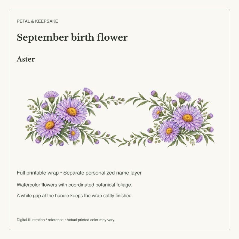September Birth Flower Mug | Personalized Aster Watercolor Wrap | 11oz image 13