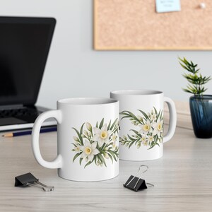 December Birth Flower Mug | Personalized Narcissus Watercolor Wrap | 11oz image 5