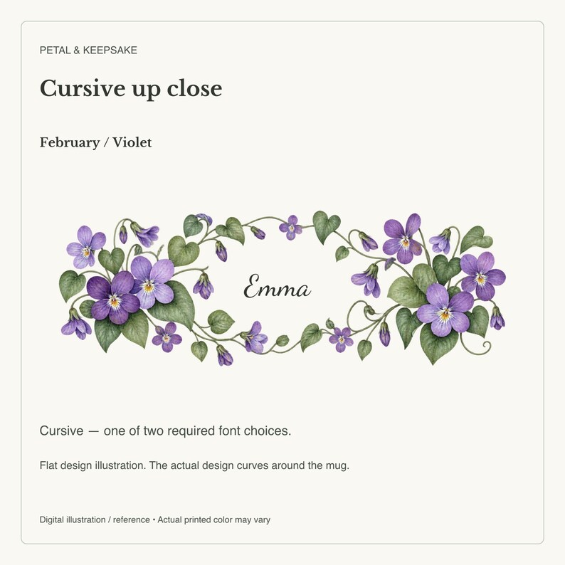 February Birth Flower Mug | Personalized Violet Watercolor Wrap | 11oz image 17
