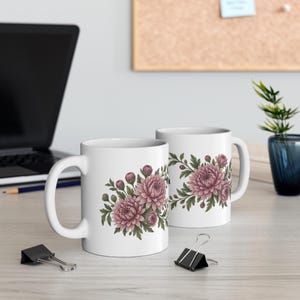 November Birth Flower Mug | Personalized Chrysanthemum Watercolor Wrap | 11oz image 5