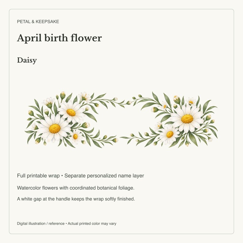 April Birth Flower Mug | Personalized Daisy Watercolor Wrap | 11oz image 15