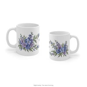 July Birth Flower Mug | Personalized Larkspur Watercolor Wrap | 11oz image 11