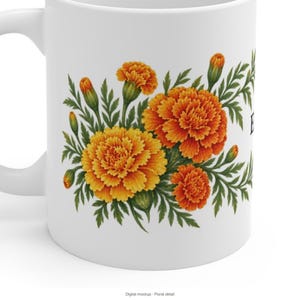 October Birth Flower Mug | Personalized Marigold Watercolor Wrap | 11oz image 7
