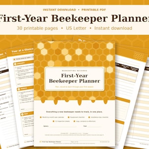 Planificador para apicultores principiantes, regalo para apicultores novatos, registro de inspección de colmenas, calendario mensual (PDF)