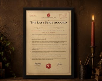 Framed Funny Contract Print, Personalized Friendship Contract, Roommate Agreement, Couples Contract Gift, Coworker Gag Gift