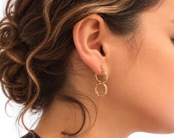 Pendientes con forma de ocho retorcidos - Acero inoxidable chapado en oro