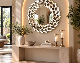 Pointed sun Mirror, Beveled Modern Accent Decor (31 Inch)