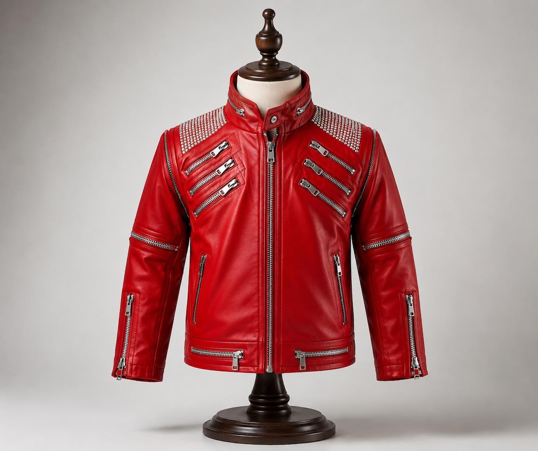 MJ Beat It Red Leather Jacket for Kids | Michael Jackson Inspired Boys ...