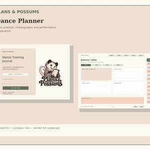 Dance Planner PDF | Practice Log, Choreography, Goals and Performance Notes