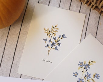 Blue Flower Botanical Postcard - Baptisia Flower, Cottagecore Mini Print, Floral Notecard, Sustainable and Recyclable, Apothecary Notecard