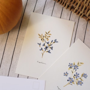 Cartolina botanica fiore blu - Baptisia Flower, Cottagecore Mini Print, Floral Notecard, Sostenibile e riciclabile, Apothecary Notecard