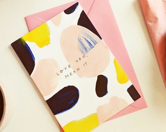 Biglietto d'auguri minimalista per anniversario/San Valentino - "Ti amo, lo dico sul serio"