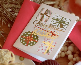 Vintage Kerstcadeaus Geïllustreerde Kaart