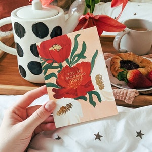 Tarjeta de San Valentín con flores de inspiración vintage - Blooming Lovely