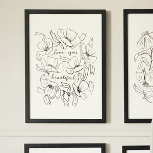 Love You Beautiful Line Art Print