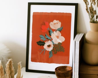 Illustrated Floral Wall Art Print A3 - "Anemone"