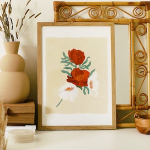 Illustrated Floral Wall Art Print A3 - &quot;Cosmos&quot;
