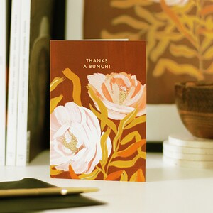 Merci à une fleur de bouquet Carte de remerciement - Carte de vœux florale inspirée de la nature morte peinte