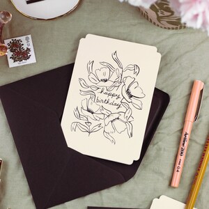 Happy Birthday Line Art Card