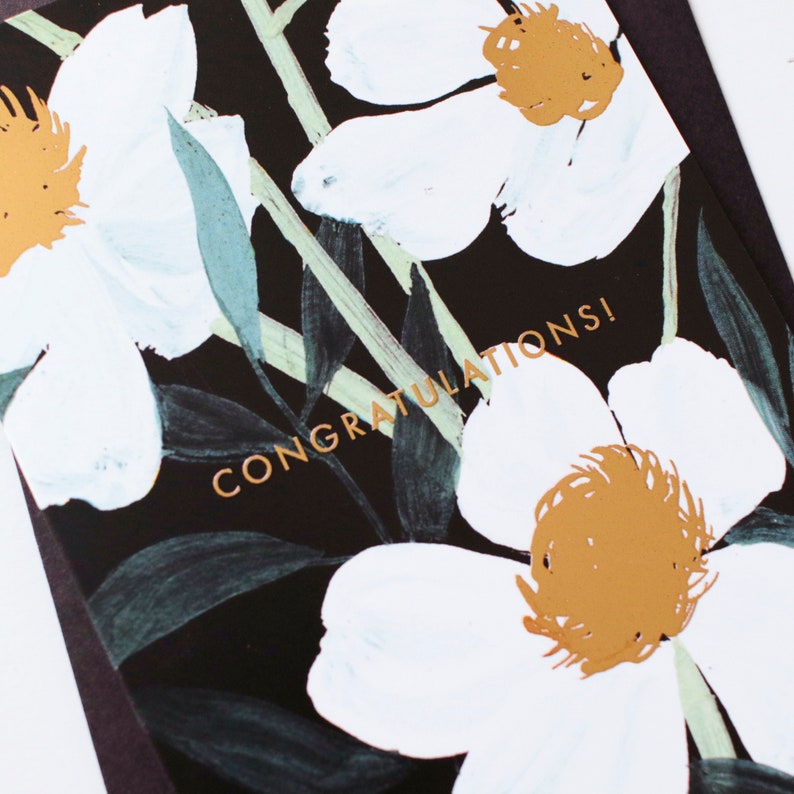 Illustrated Floral Congratulations Card - Etsy