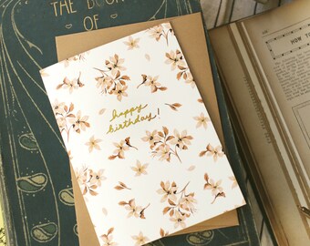 Ditsy Floral Pattern Birthday Card, Biodegradable and Sustainable Greetings Card, Birthday Card for Mums, Grandmother, Sisters, Friends