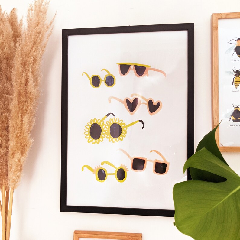 Illustrated Sunglasses Wall Art Print A3 | Etsy