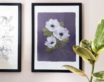 Purple Flower Art Print - Anemone