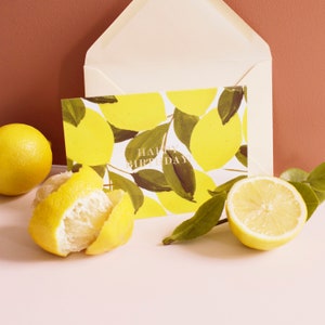 Illustrated Lemon Patterned Happy Birthday Card