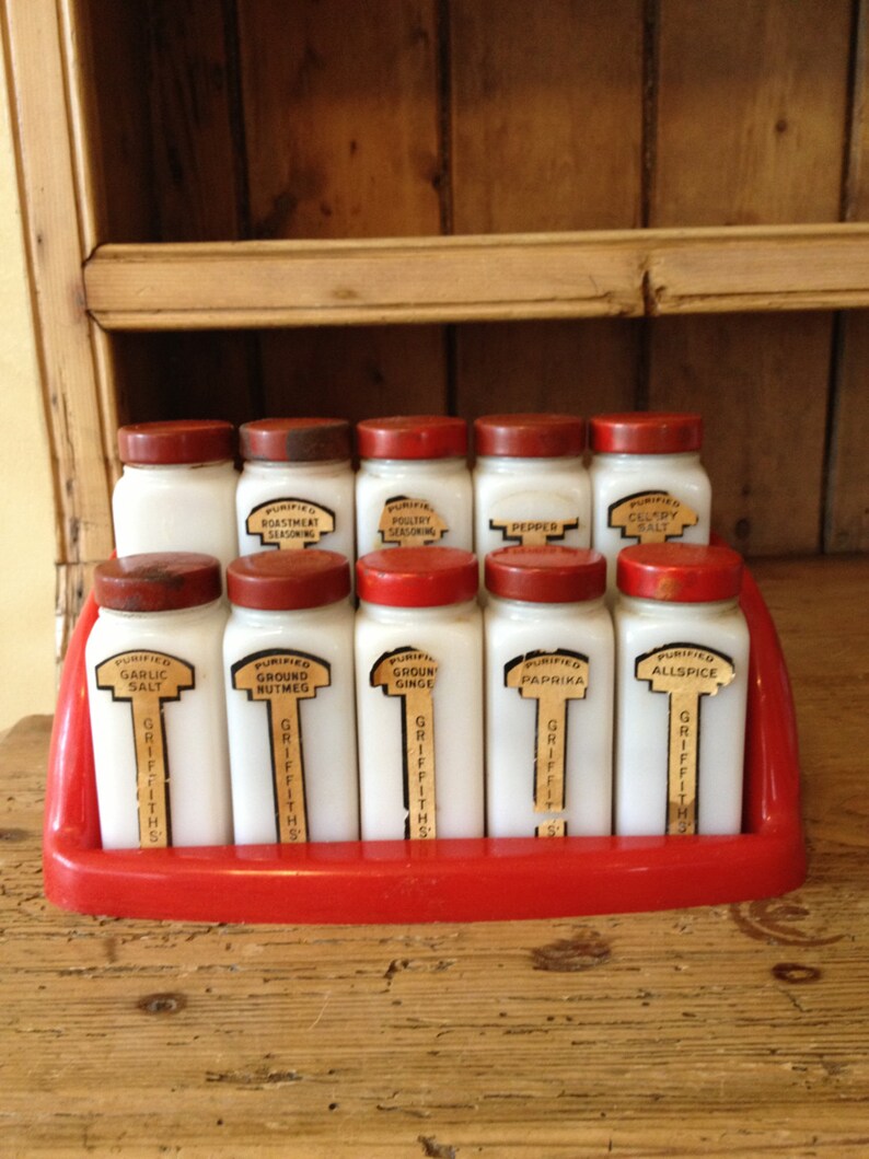 Griffith's Laboratory White Milk Glass Spice Rack and10 Etsy