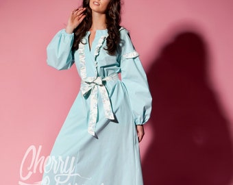 Blue Floral Long Sleeve Maxi Dress/free People Boho Festival Long Flowy  Dress/small - Etsy