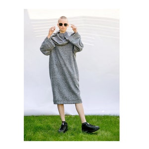 Vestido suéter de gran tamaño en gris, vestido maxi de invierno, vestido de talla grande