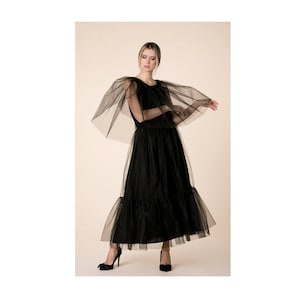 Cocktailkleid, Schwarzes Gothic Kleid, Hexenkleid, Tüllkleid, Schwarzes Brautkleid, Schwarzes Tüllkleid