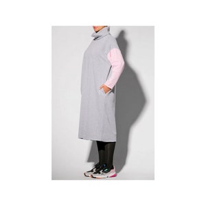 Vestido de suéter gris de gran tamaño, vestido de invierno, vestido de sudadera, vestido casual, vestido de todos los días