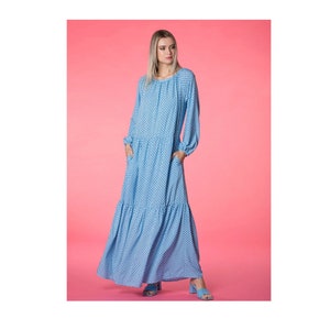 Maxi Dress Polka Dots, Mod Dress, Summer Dress, Maternity, Boho Dress, Sun Dress, Long Dress, Wedding Guest Dress, Long Sleeve Dress