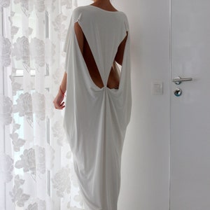 White Maxi Dress Backless Dress Kaftan Dress Plus Size Clothing