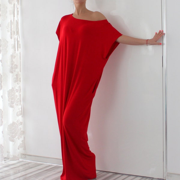 Rotes Valentinskleid, rotes Maxikleid, Strandkleid, Schulterfreies Kleid, rotes Maxikleid, Plus Size Kleidung, Strand vertuschen, Kaftan Kleid, Geschenk