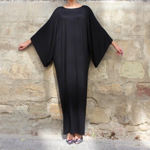 Black Kaftan Dress, Gothic Dress, Plus Size Clothing, Black Maxi Dress, Loose Abaya Dress, Oversize Black Dress image 2