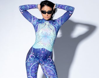 Psychedelic Clothing Bodysuit, Festival Outfit, Rave Outfit, Catsuit, Spandex Catsuit, Festival Clothing, Rave Party, Trance Party