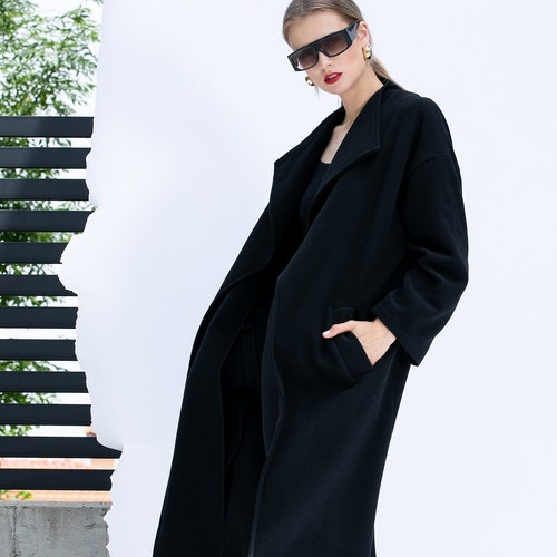 Cashmere Coat Black Wool Coat 