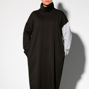 Sweater Dress, Winter Dress, Black Dress, Long Sleeve Dress, Loose Dress, Midi Dress, Lounge and Sleepwear