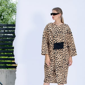 Oversized Leopard Coat, Neoprene Coat with Animal Print, Avant Garde Jacket, Neoprene Jacket, Plus Size Overcoat, Avant Garde Coat image 1