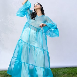 Organza Dress, See Through Dress, Festival Clothing, Transparent Dress, Party Dress, Ruffle Dress, Prom Dress, Bridesmaid Dress, Sheer Dress